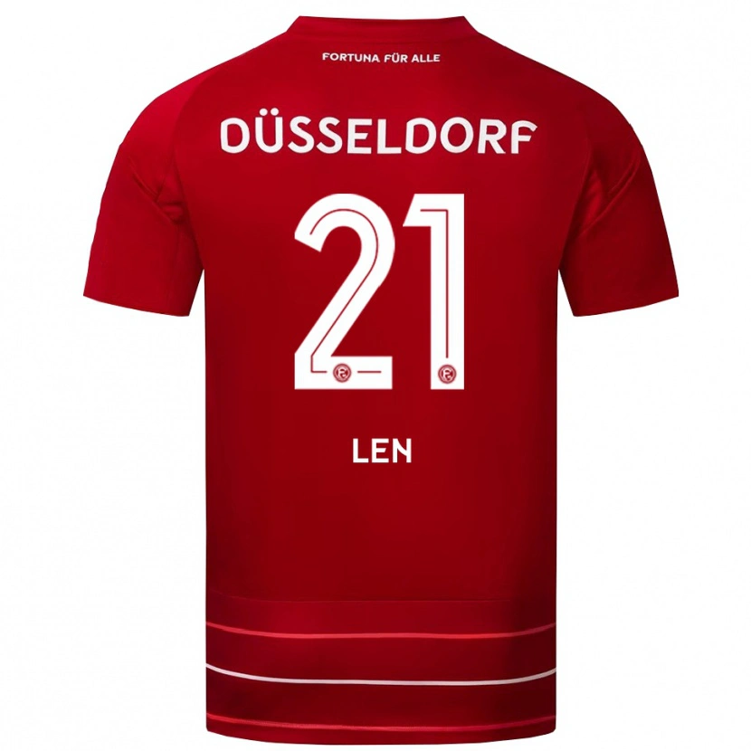 Danxen Hombre Camiseta Maksym Len #21 Rojo Blanco 1ª Equipación 2025/26 La Camisa