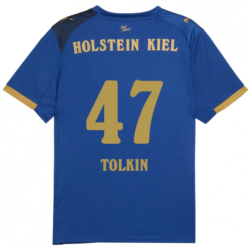 Danxen Hombre Camiseta John Tolkin #47 Azul Dorado 1ª Equipación 2025/26 La Camisa