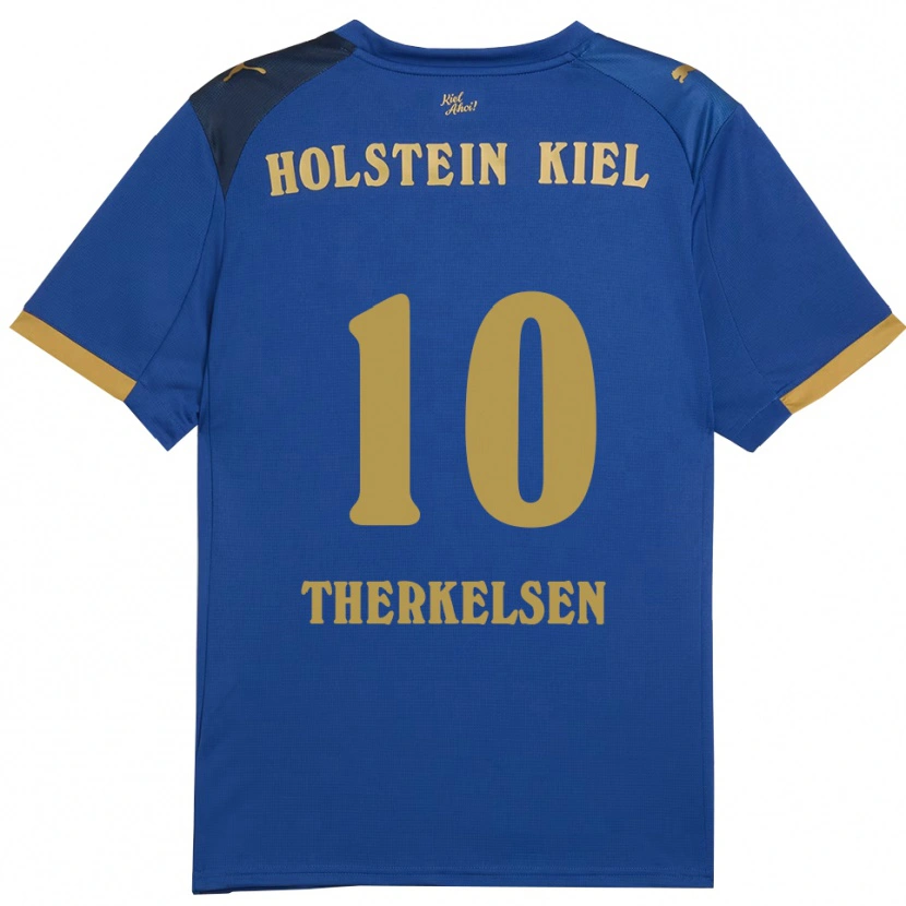 Danxen Hombre Camiseta Jonas Therkelsen #10 Azul Dorado 1ª Equipación 2025/26 La Camisa