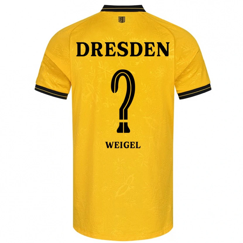 Danxen Hombre Camiseta Julia Weigel #0 Amarillo Negro 1ª Equipación 2025/26 La Camisa