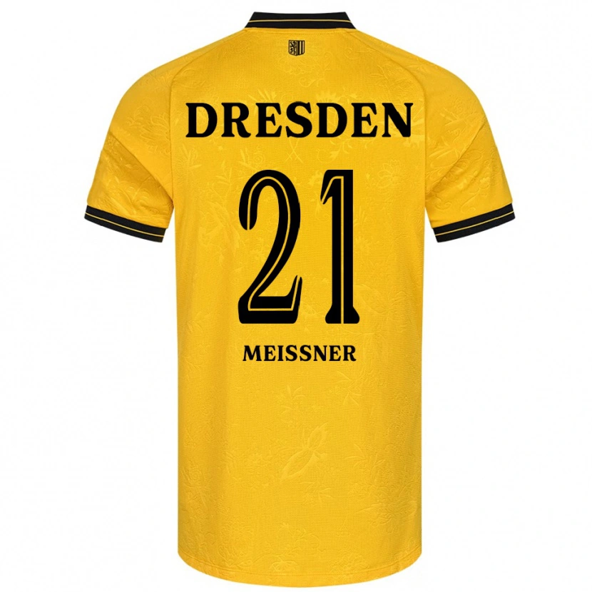 Danxen Hombre Camiseta Robin Meißner #21 Amarillo Negro 1ª Equipación 2025/26 La Camisa