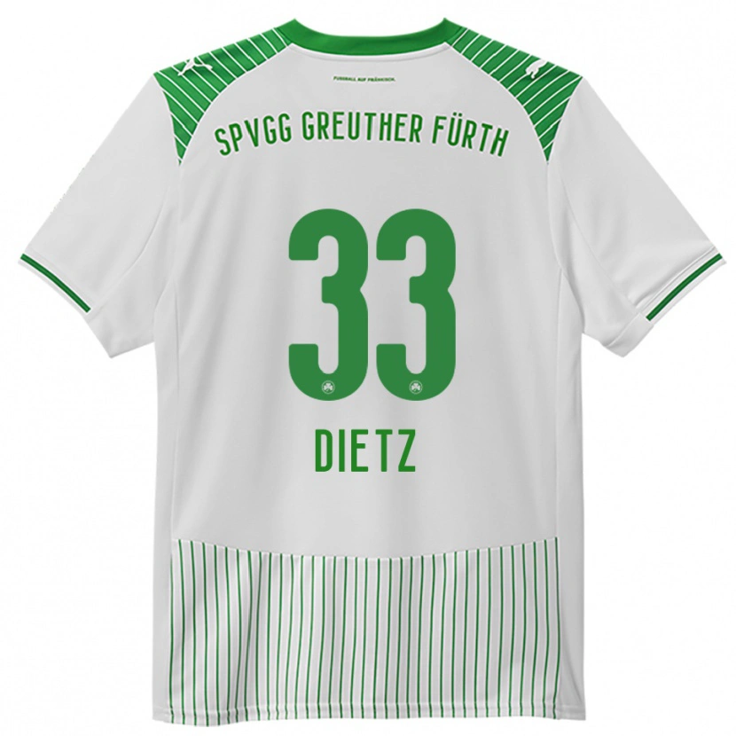 Danxen Hombre Camiseta Maximilian Dietz #33 Blanco Verde 1ª Equipación 2025/26 La Camisa