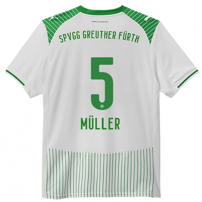 Danxen Hombre Camiseta Linus Müller #5 Blanco Verde 1ª Equipación 2025/26 La Camisa