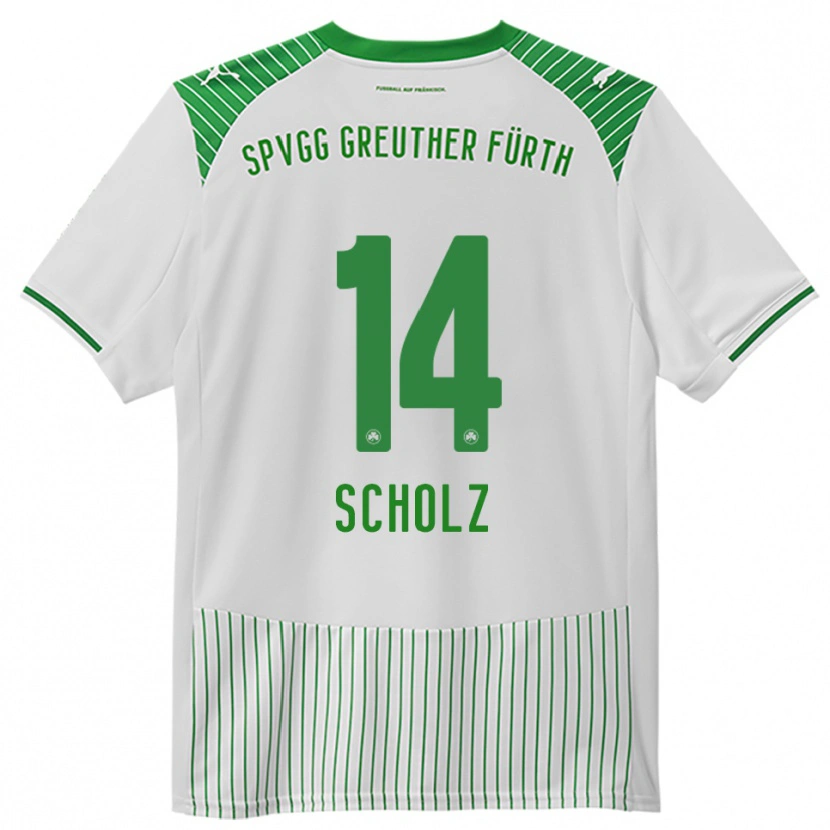 Danxen Hombre Camiseta Yannick Scholz #14 Blanco Verde 1ª Equipación 2025/26 La Camisa