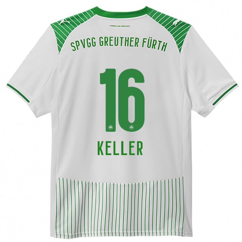 Danxen Hombre Camiseta Aaron Keller #16 Blanco Verde 1ª Equipación 2025/26 La Camisa