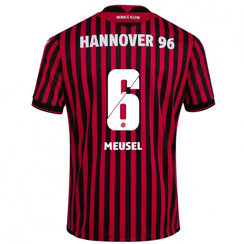 Danxen Hombre Camiseta Julius Meusel #6 Rojo Negro 1ª Equipación 2025/26 La Camisa