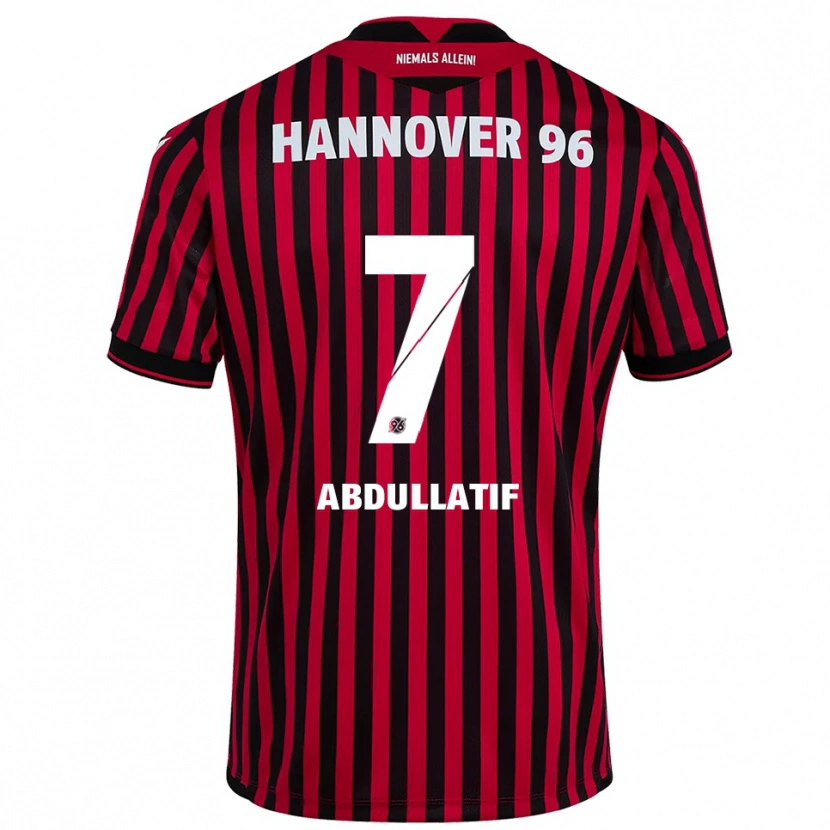 Danxen Hombre Camiseta Mustafa Abdullatif #7 Rojo Negro 1ª Equipación 2025/26 La Camisa