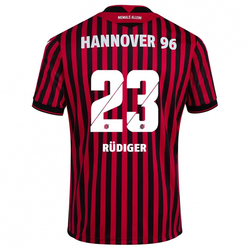 Danxen Hombre Camiseta Fin-Luca Rüdiger #23 Rojo Negro 1ª Equipación 2025/26 La Camisa