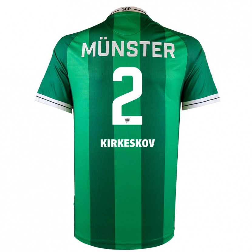 Danxen Hombre Camiseta Mikkel Kirkeskov #2 Verde Blanco 1ª Equipación 2025/26 La Camisa