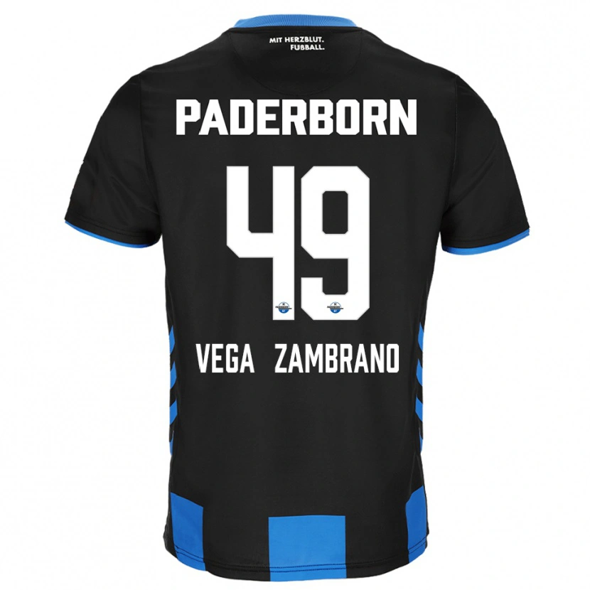 Danxen Hombre Camiseta Joel Vega Zambrano #49 Negro Azul 1ª Equipación 2025/26 La Camisa