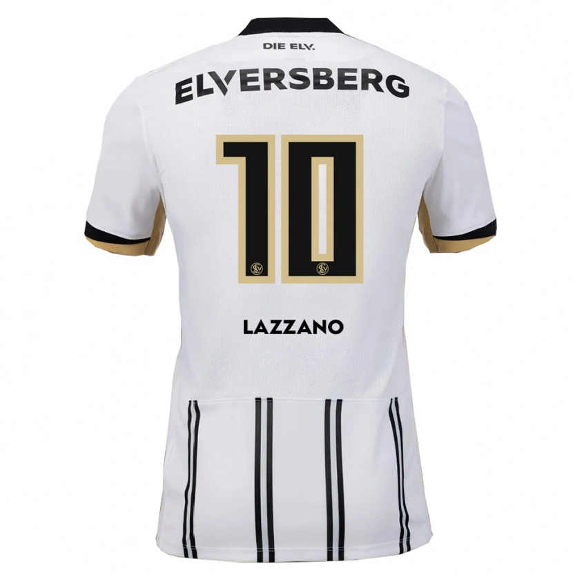 Danxen Hombre Camiseta Alessandro Lazzano #10 Blanco Negro 1ª Equipación 2025/26 La Camisa