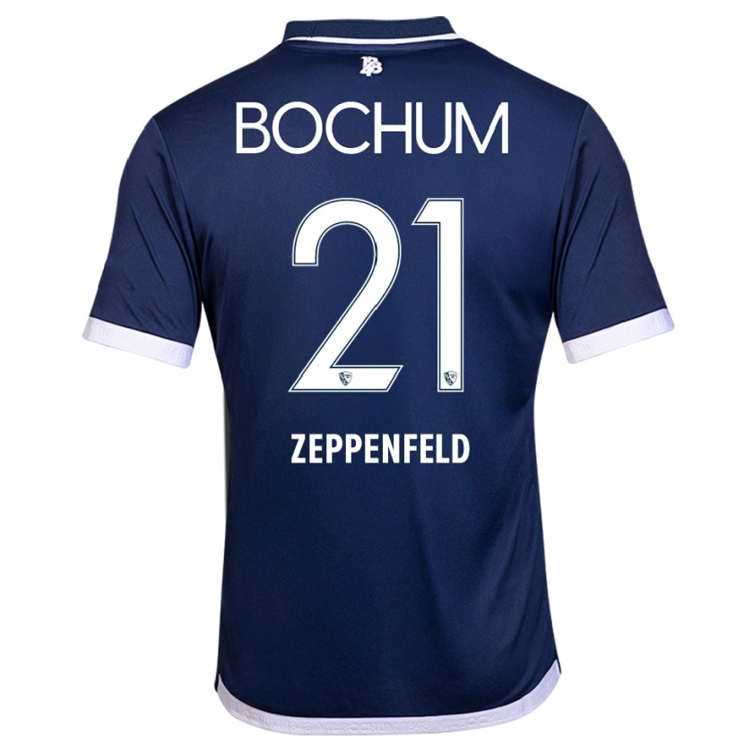 Danxen Hombre Camiseta Paul Zeppenfeld #21 Azul Marino Blanco 1ª Equipación 2025/26 La Camisa