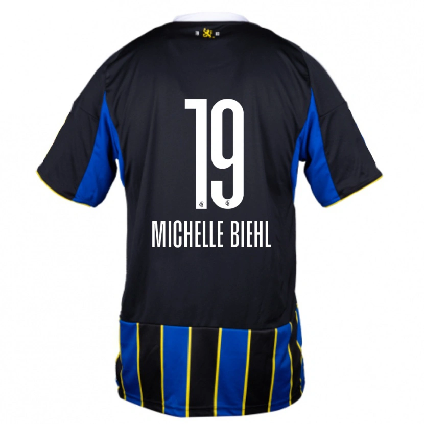 Danxen Hombre Camiseta Leonie Michelle Biehl #19 Azul Negro Amarillo 1ª Equipación 2025/26 La Camisa
