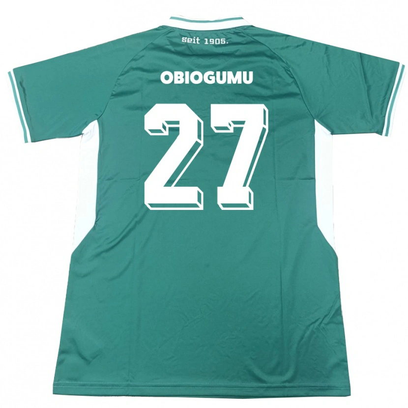 Danxen Hombre Camiseta Uche Obiogumu #27 Verde Blanco 1ª Equipación 2025/26 La Camisa