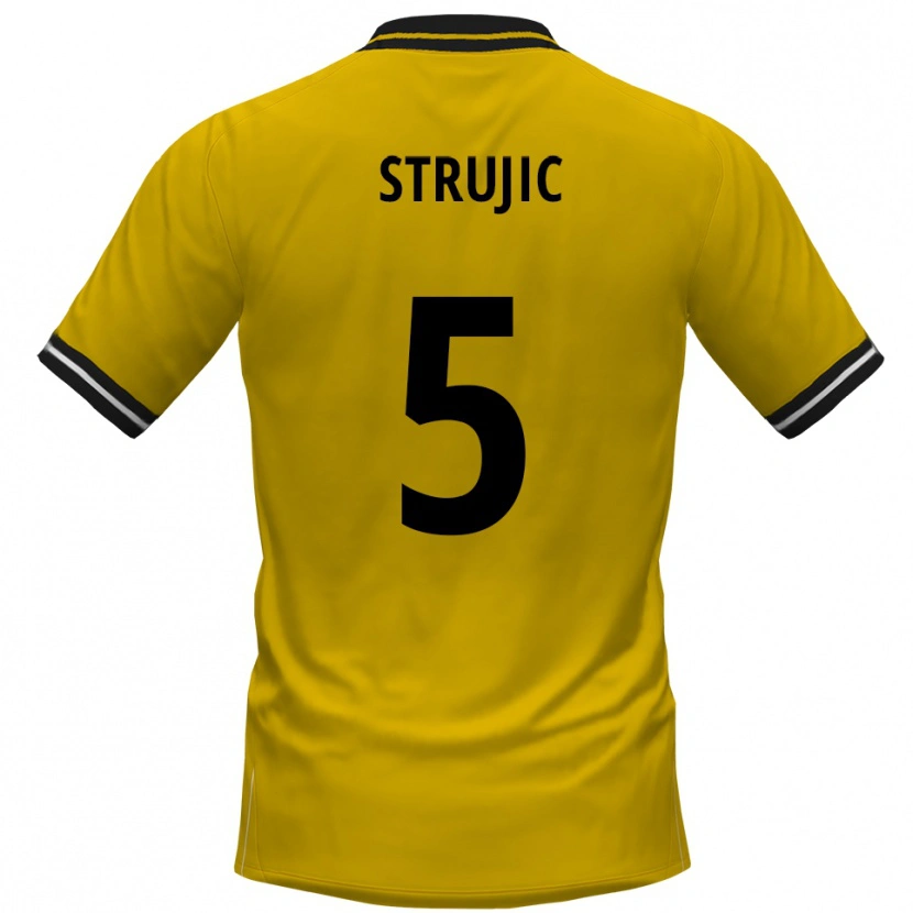 Danxen Hombre Camiseta Sasa Strujic #5 Amarillo Negro 1ª Equipación 2025/26 La Camisa