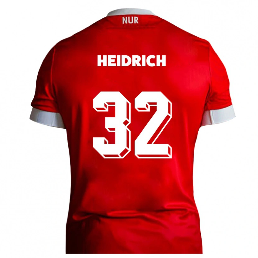 Danxen Hombre Camiseta Finn Heidrich #32 Rojo Blanco 1ª Equipación 2025/26 La Camisa