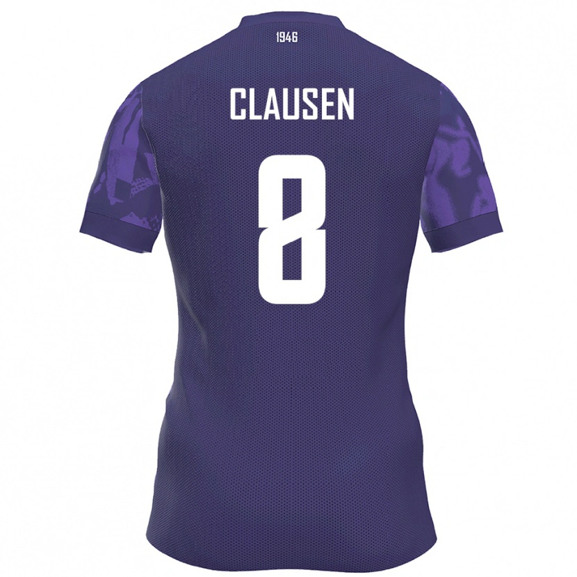 Danxen Hombre Camiseta Mika Clausen #8 Púrpura Blanco 1ª Equipación 2025/26 La Camisa