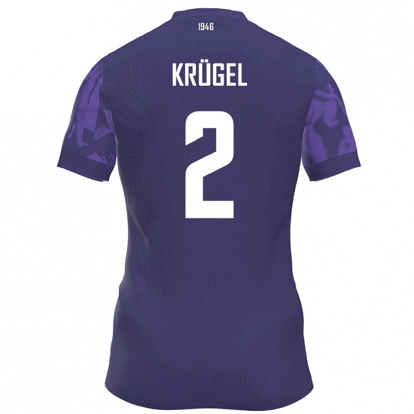 Danxen Hombre Camiseta Theo Krügel #2 Púrpura Blanco 1ª Equipación 2025/26 La Camisa