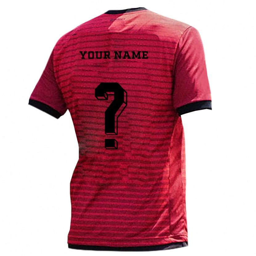Danxen Hombre Camiseta Su Nombre #0 Rojo Negro 1ª Equipación 2025/26 La Camisa