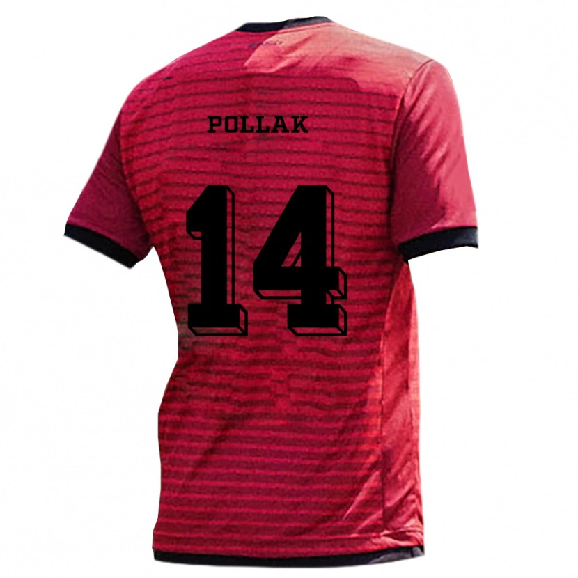 Danxen Hombre Camiseta Florian Pollak #14 Rojo Negro 1ª Equipación 2025/26 La Camisa