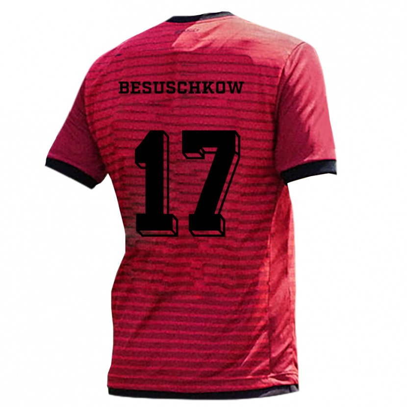 Danxen Hombre Camiseta Max Besuschkow #17 Rojo Negro 1ª Equipación 2025/26 La Camisa