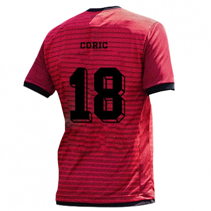 Danxen Hombre Camiseta Damian Coric #18 Rojo Negro 1ª Equipación 2025/26 La Camisa