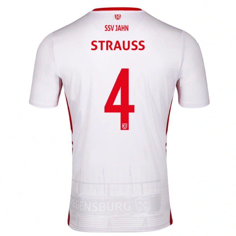 Danxen Hombre Camiseta Felix Strauss #4 Blanco Rojo 1ª Equipación 2025/26 La Camisa