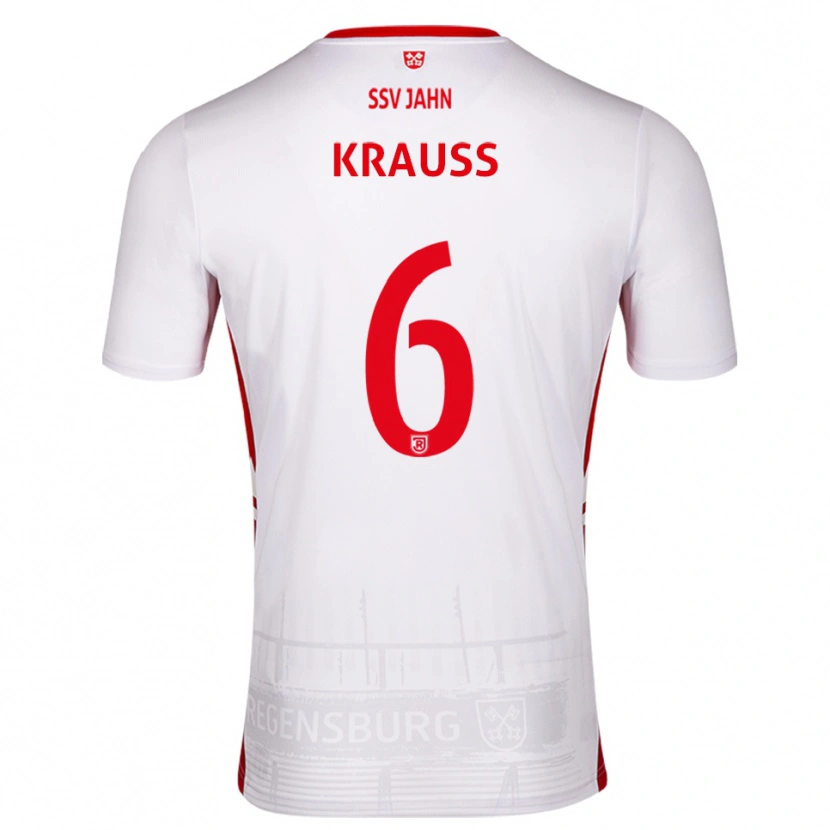 Danxen Hombre Camiseta Jakob Krauss #6 Blanco Rojo 1ª Equipación 2025/26 La Camisa