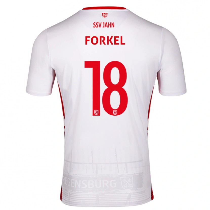 Danxen Hombre Camiseta Dustin Forkel #18 Blanco Rojo 1ª Equipación 2025/26 La Camisa