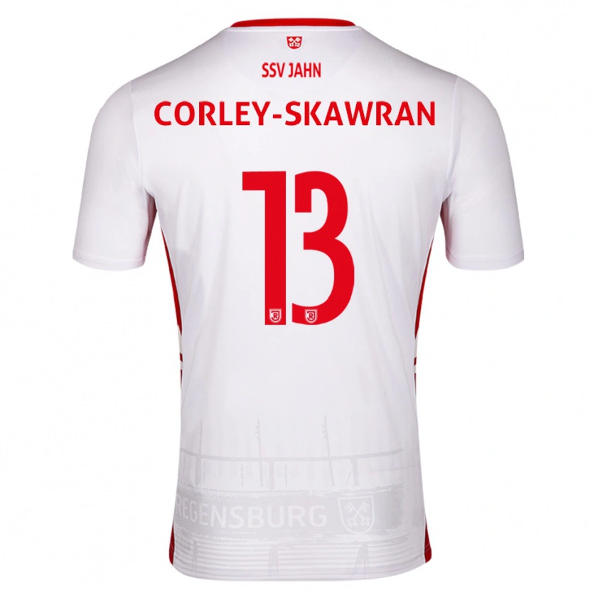 Danxen Hombre Camiseta Dorian Corley-Skawran #13 Blanco Rojo 1ª Equipación 2025/26 La Camisa
