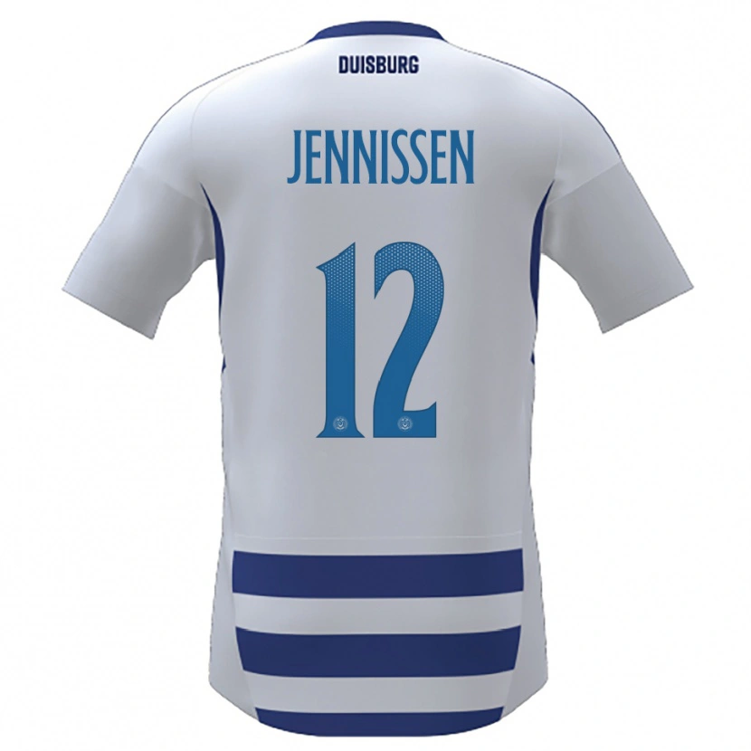 Danxen Hombre Camiseta Laurenz Jennissen #12 Blanco Azul 1ª Equipación 2025/26 La Camisa