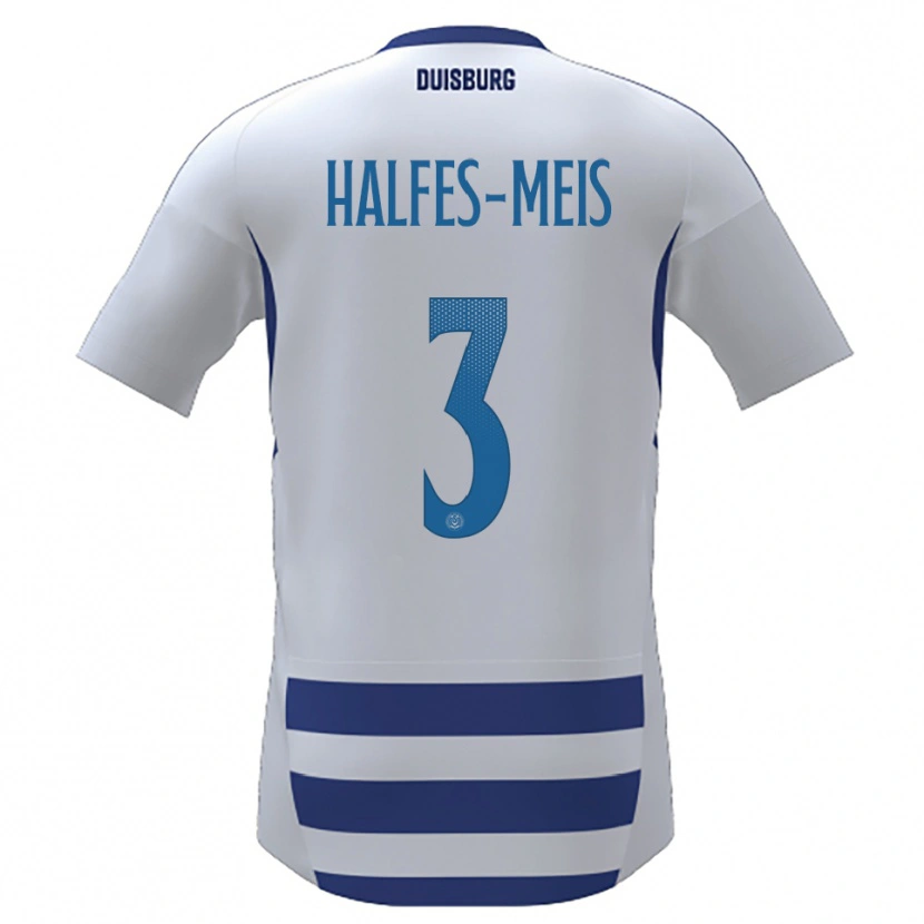 Danxen Hombre Camiseta Louis Halfes-Meis #3 Blanco Azul 1ª Equipación 2025/26 La Camisa