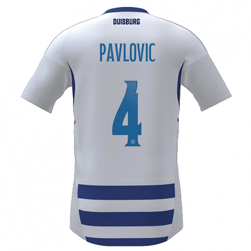 Danxen Hombre Camiseta Marko Pavlovic #4 Blanco Azul 1ª Equipación 2025/26 La Camisa
