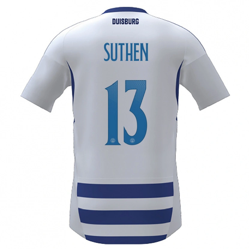 Danxen Hombre Camiseta Dion Suthen #13 Blanco Azul 1ª Equipación 2025/26 La Camisa