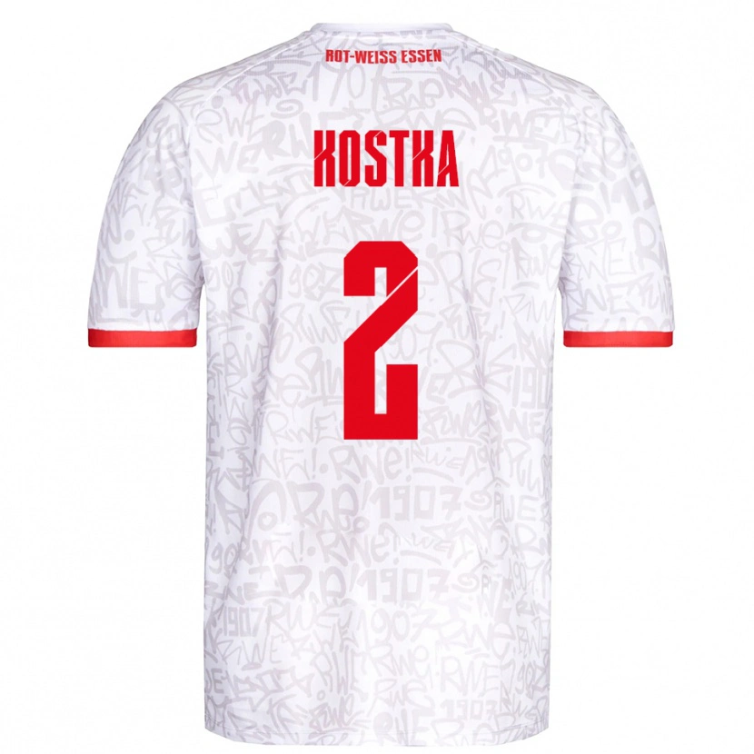 Danxen Hombre Camiseta Michael Kostka #2 Blanco Rojo 1ª Equipación 2025/26 La Camisa