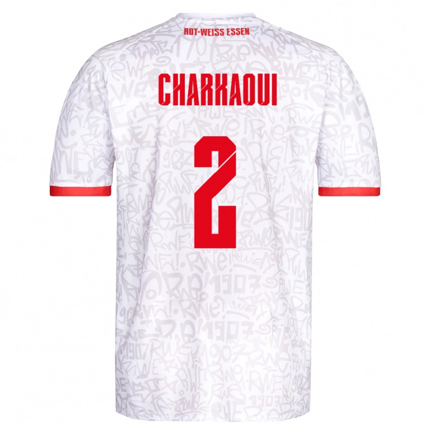Danxen Hombre Camiseta Bilal Charkaoui #2 Blanco Rojo 1ª Equipación 2025/26 La Camisa