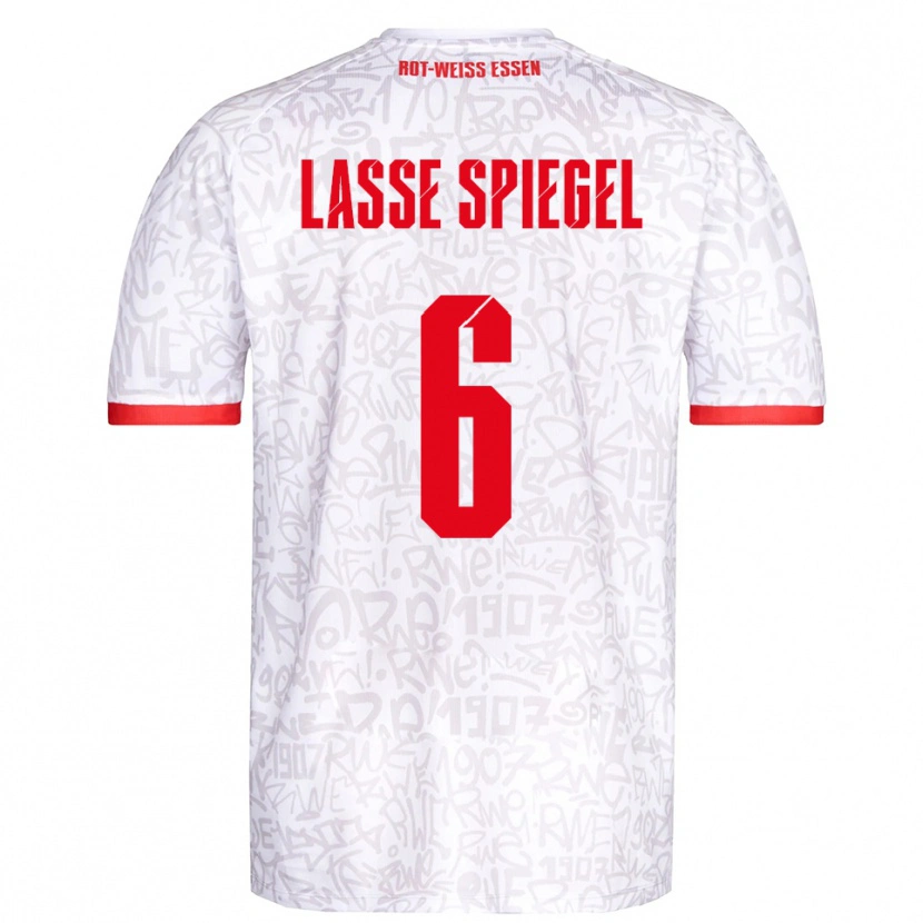 Danxen Hombre Camiseta Jakob Lasse Spiegel #6 Blanco Rojo 1ª Equipación 2025/26 La Camisa