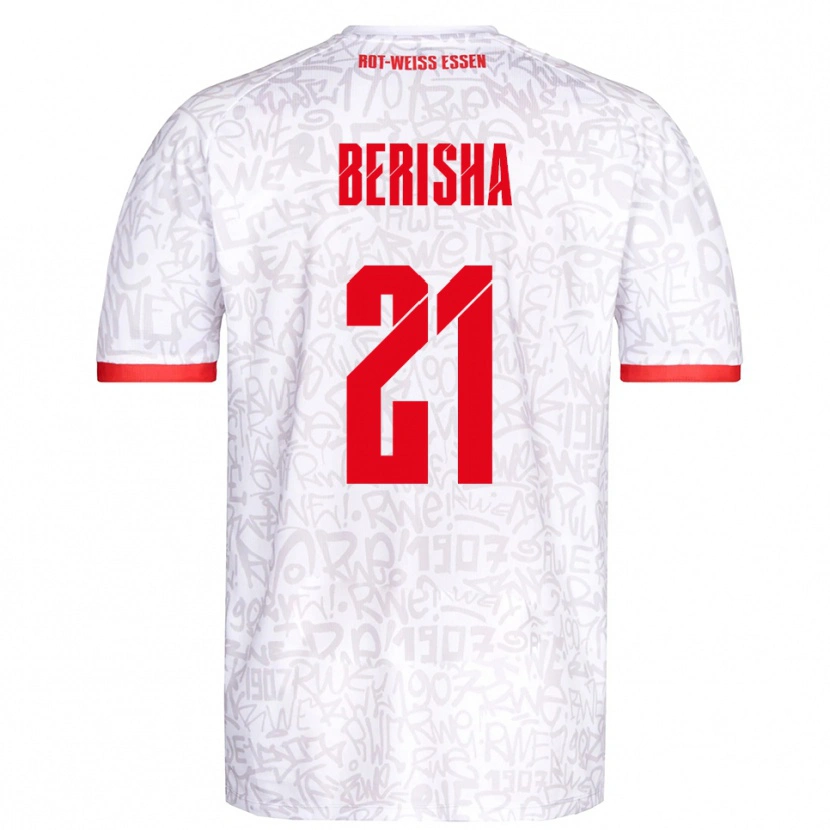 Danxen Hombre Camiseta Dion Berisha #21 Blanco Rojo 1ª Equipación 2025/26 La Camisa