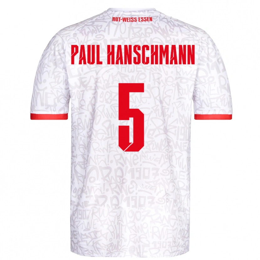 Danxen Hombre Camiseta Theodor Paul Hanschmann #5 Blanco Rojo 1ª Equipación 2025/26 La Camisa
