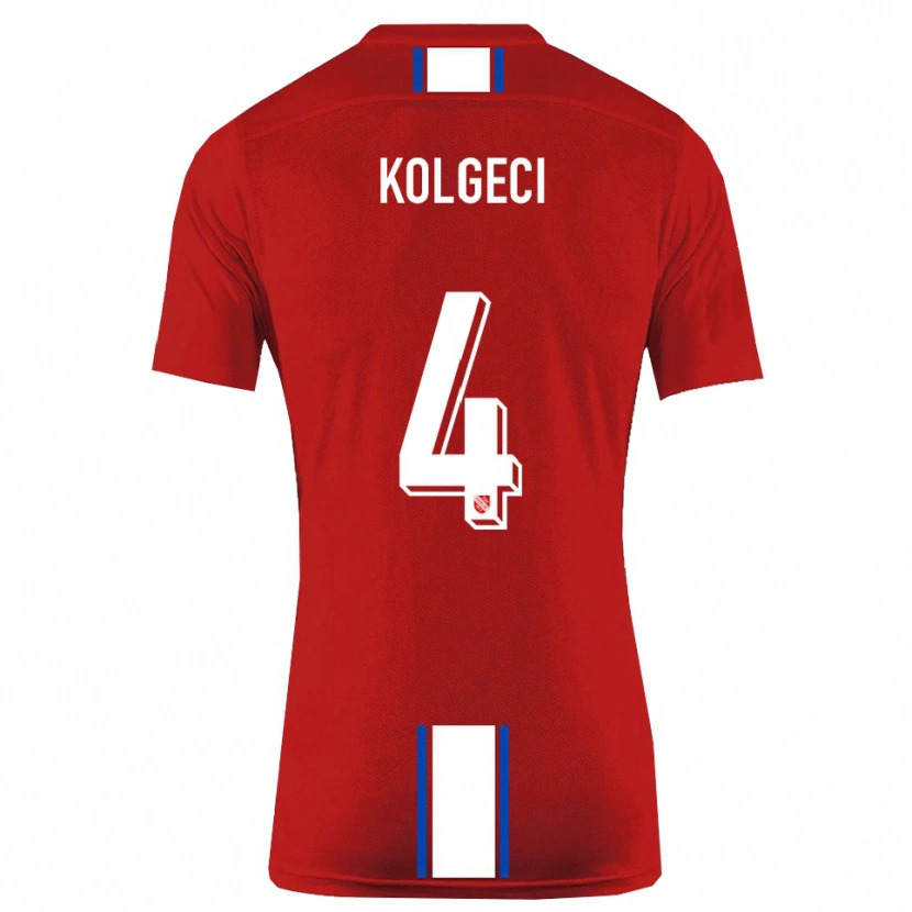 Danxen Hombre Camiseta Besfort Kolgeci #4 Rojo Blanco 1ª Equipación 2025/26 La Camisa