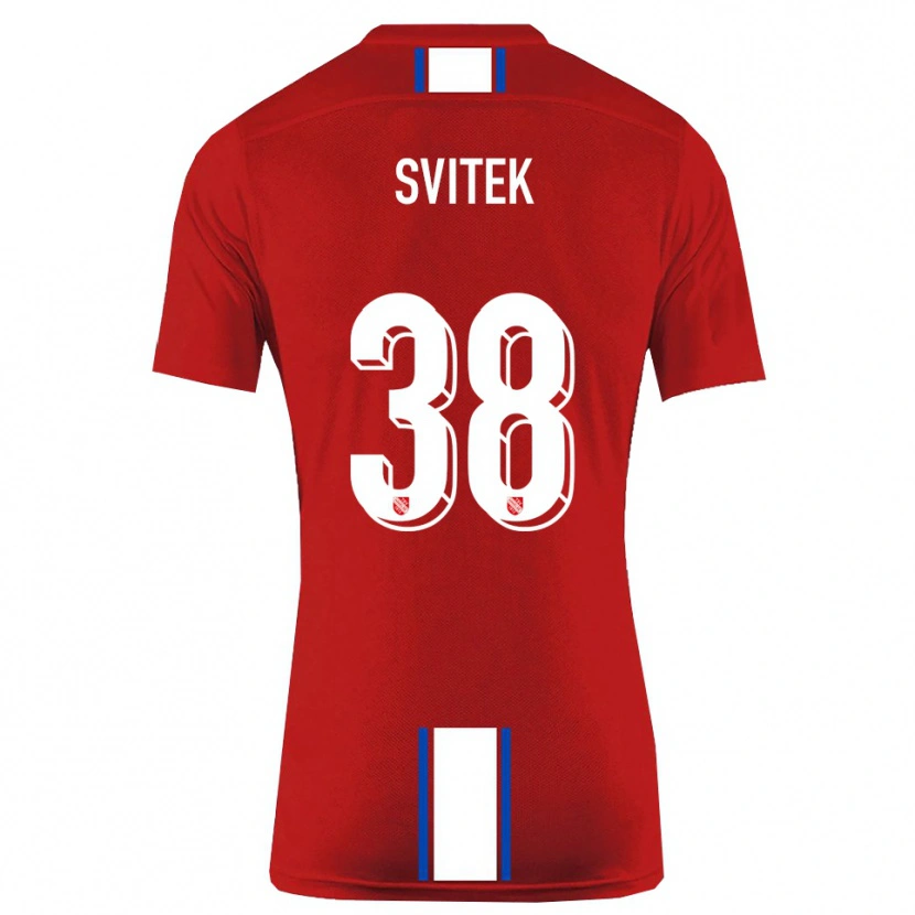Danxen Hombre Camiseta Leon Svitek #38 Rojo Blanco 1ª Equipación 2025/26 La Camisa
