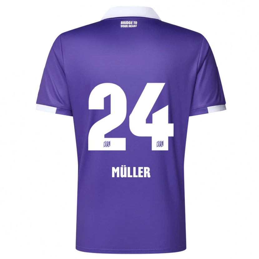 Danxen Hombre Camiseta Jannik Müller #24 Púrpura Blanco 1ª Equipación 2025/26 La Camisa