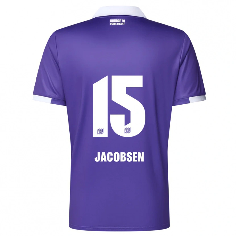 Danxen Hombre Camiseta Bjarke Jacobsen #15 Púrpura Blanco 1ª Equipación 2025/26 La Camisa
