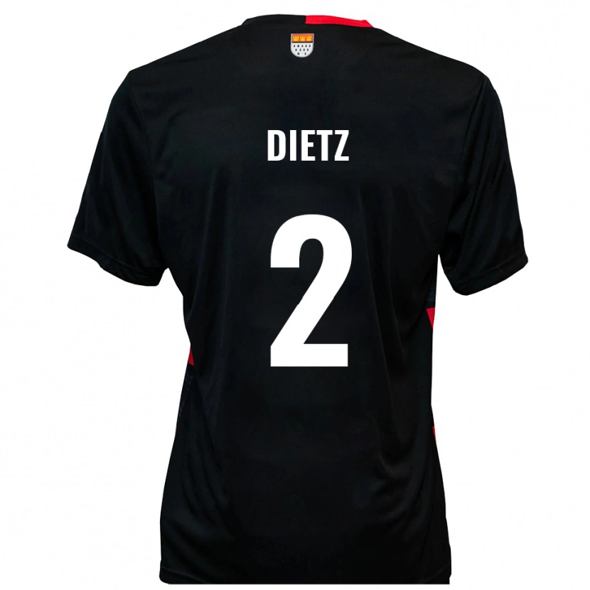 Danxen Hombre Camiseta Lars Dietz #2 Negro Rojo 1ª Equipación 2025/26 La Camisa