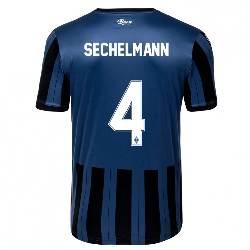 Danxen Hombre Camiseta Tim Sechelmann #4 Azul Gris Negro 1ª Equipación 2025/26 La Camisa