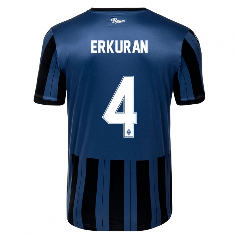 Danxen Hombre Camiseta Emirhan Erkuran #4 Azul Gris Negro 1ª Equipación 2025/26 La Camisa