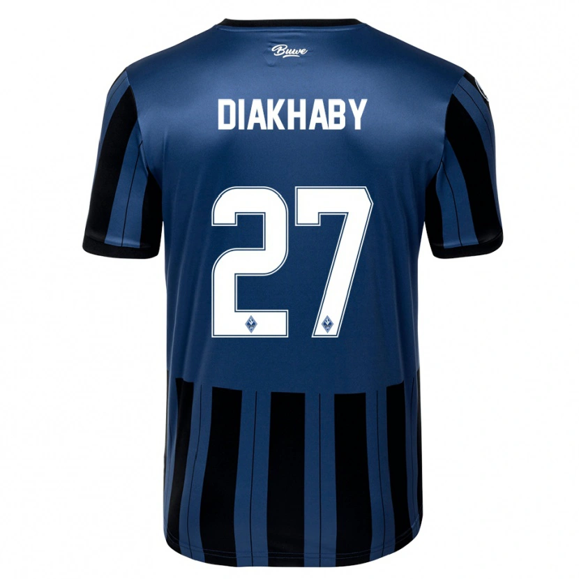 Danxen Hombre Camiseta Adama Diakhaby #27 Azul Gris Negro 1ª Equipación 2025/26 La Camisa