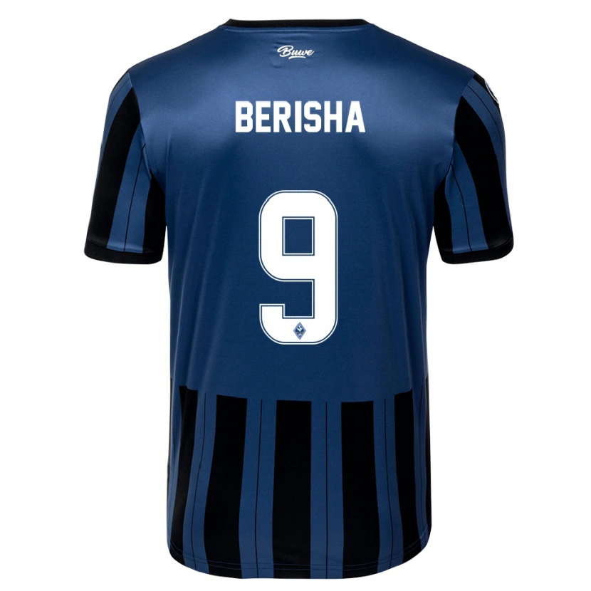 Danxen Hombre Camiseta Leotrim Berisha #9 Azul Gris Negro 1ª Equipación 2025/26 La Camisa