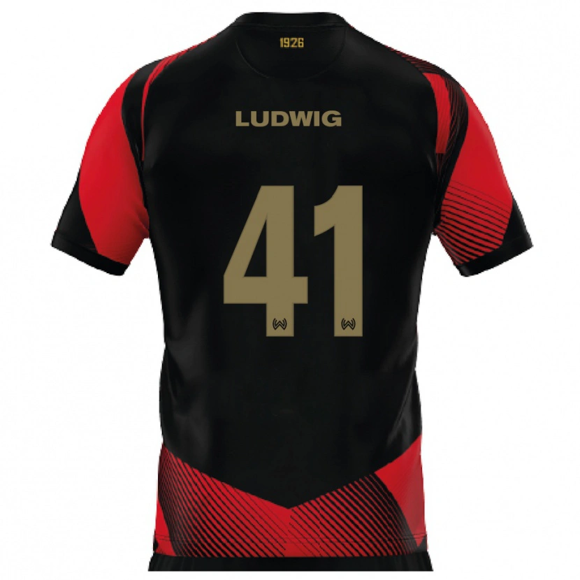 Danxen Hombre Camiseta Finn Ludwig #41 Negro Rojo 1ª Equipación 2025/26 La Camisa