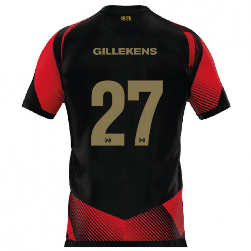 Danxen Hombre Camiseta Jordy Gillekens #27 Negro Rojo 1ª Equipación 2025/26 La Camisa